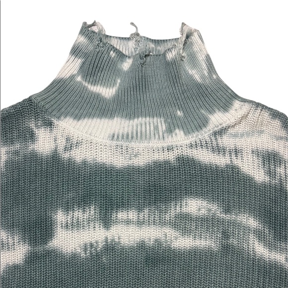Young Fabulous & Broke Sweater Cameron Oversized Distressed Tie Dye Blue Tunic - Picture 15 of 16